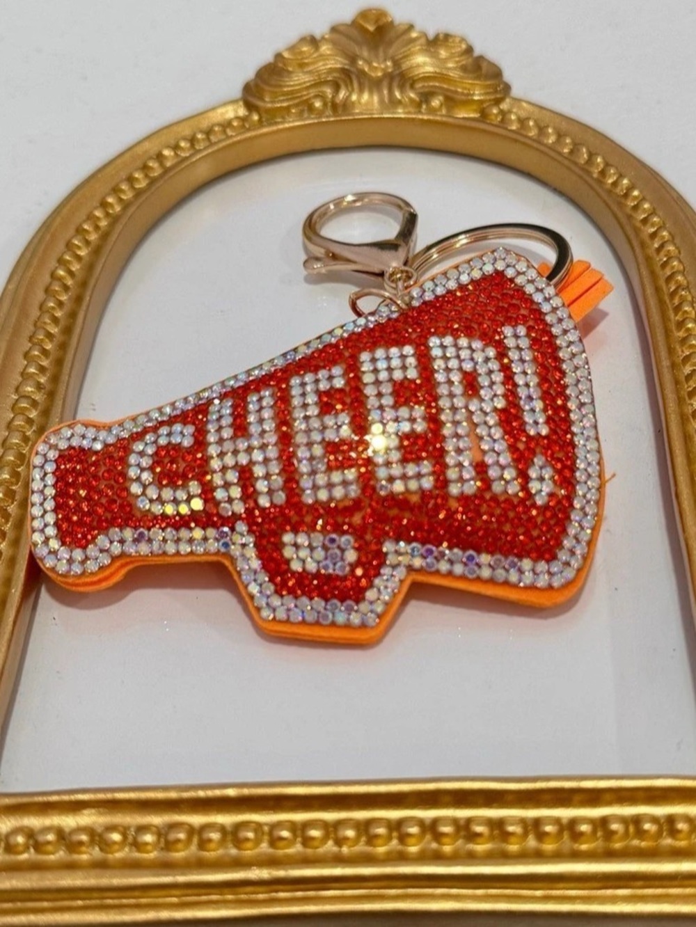 New Orange Rhinestone Cheerleader Keychain - Picture 3 of 5